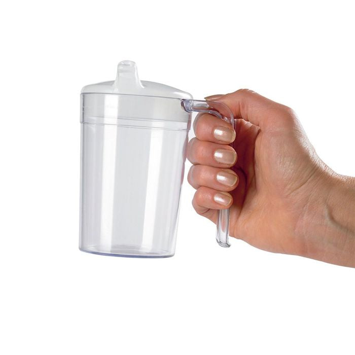 Clear Drinking Cup With Handle & 2 Lids